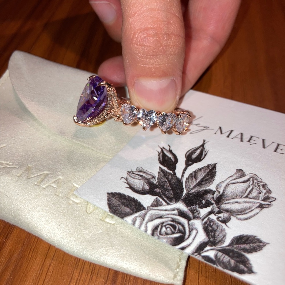 Hey Maeve large Purple Heart ring, size 6